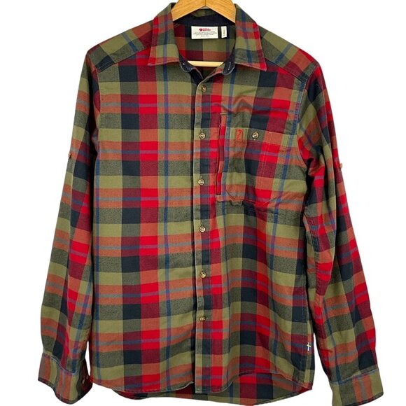 Fjallraven Fjallglim Shirt Red Plaid Size S Flannel Button Up Long Sleeve *READ* - Picture 1 of 12